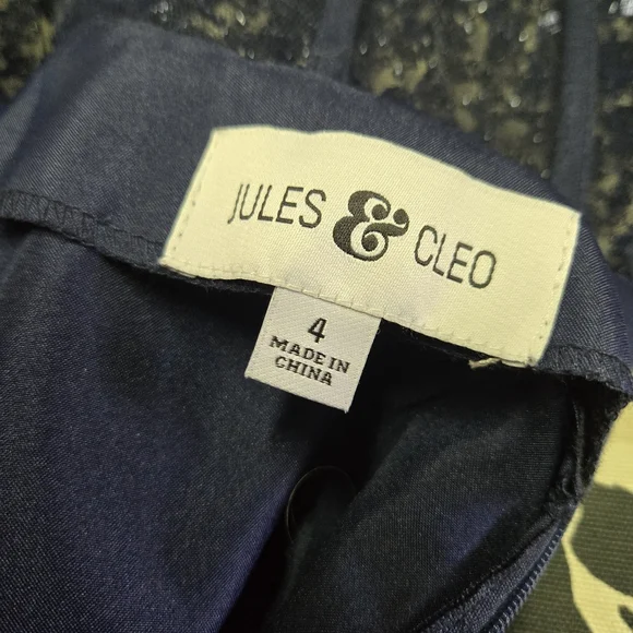 JULES & CLEO | Floral Encrusted Bodice Strapless Ball Gown in Navy sz 4 - Picture 8 of 15